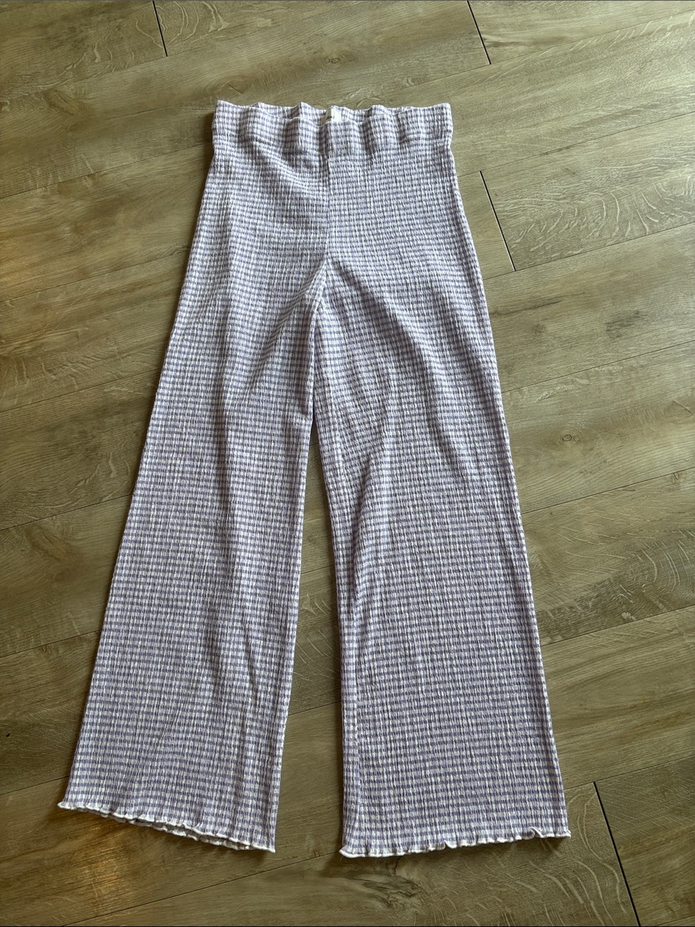 Wilfred Lavender and White Ribbed Wide Leg Pants Size 2xs
